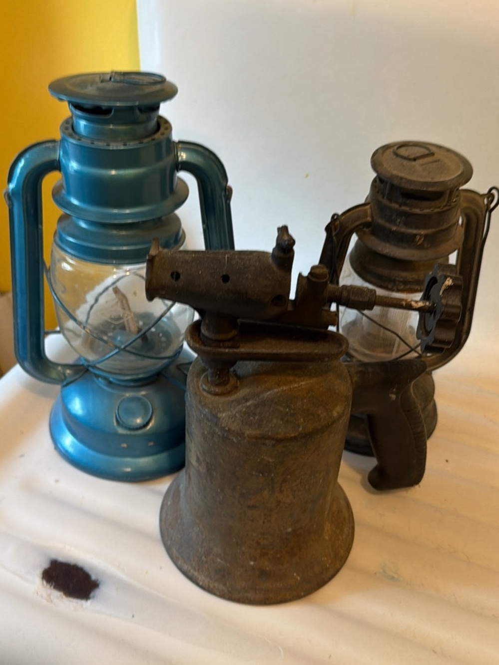 Vintage Blue Oil Lantern Home Accent - Unbranded